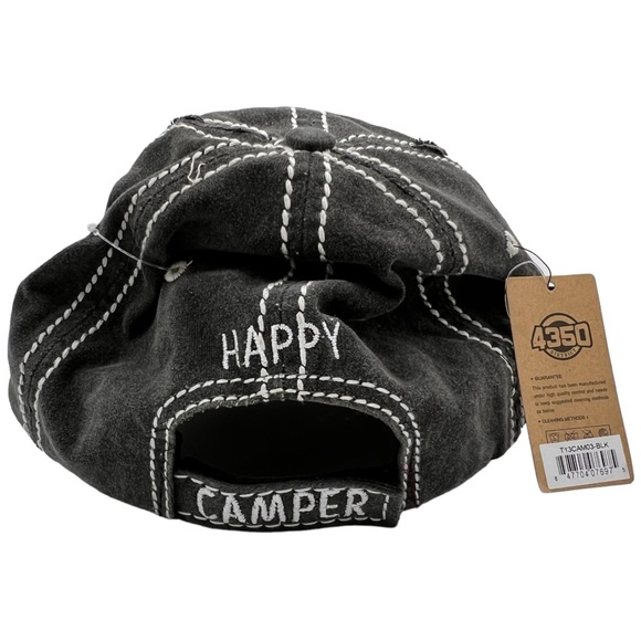 New 4350 District HAPPY CAMPER RV Life Distressed Baseball Cap - Picture 3 of 8
